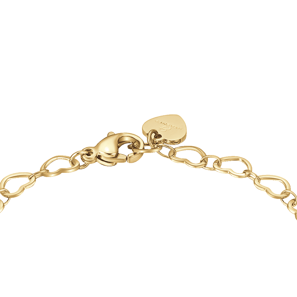 WOMEN'S IP GOLD STEEL BRACELET WITH HEARTS