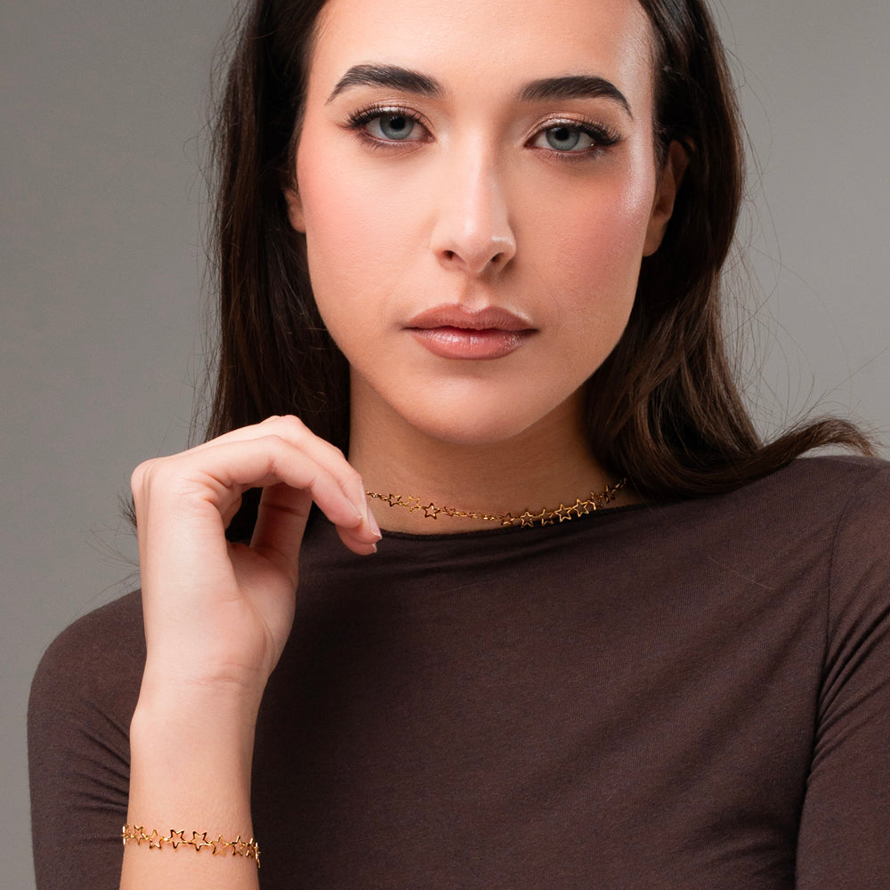 IP GOLD STEEL WOMEN'S BRACELET WITH STARS