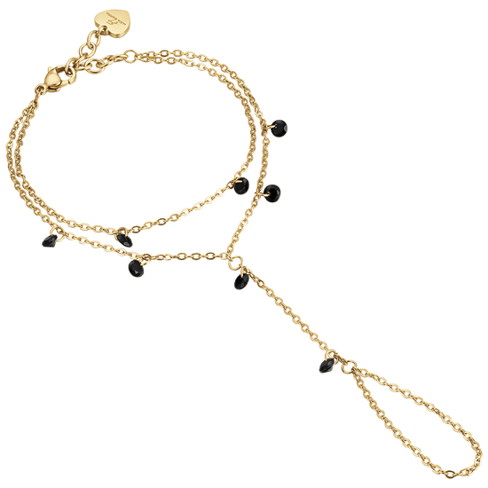 BRACCIALE BACIAMANO DONNA IN ACCIAIO IP GOLD CON CRISTALLI NERI