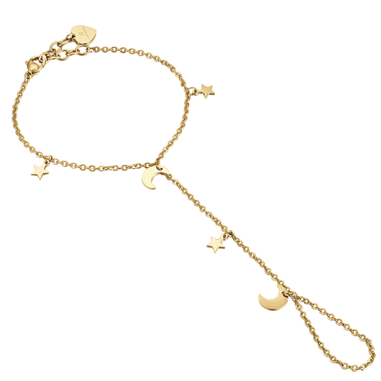 IP GOLD STEEL WOMEN'S KISSING BRACELET WITH STARS AND MOONS