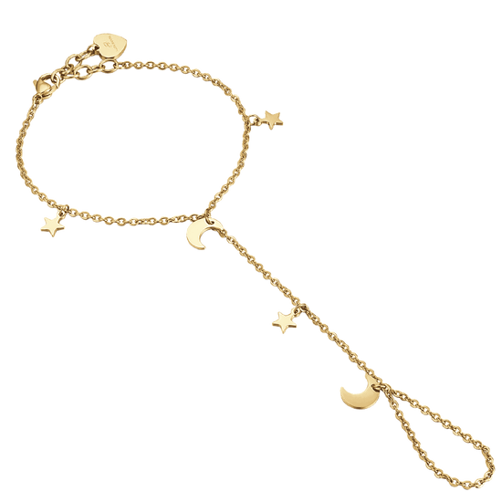 IP GOLD STEEL WOMEN'S KISSING BRACELET WITH STARS AND MOONS