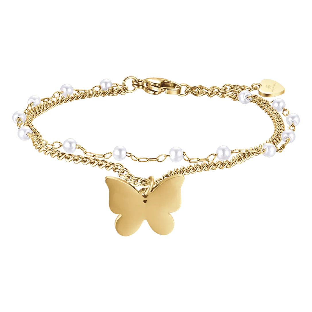 LADIES IP GOLD BRACELET WITH BUTTERFLY Luca Barra