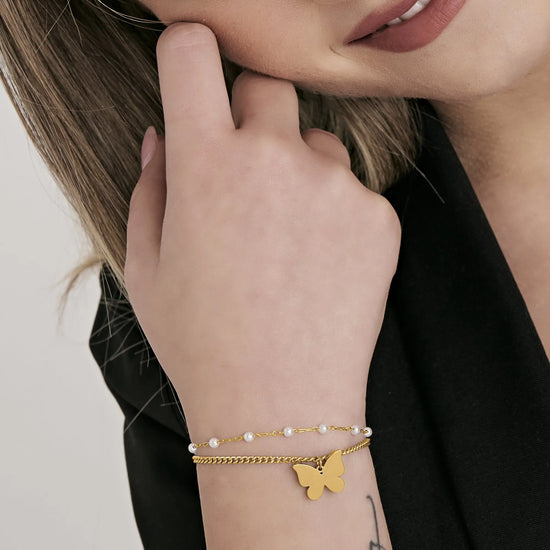 LADIES IP GOLD BRACELET WITH BUTTERFLY Luca Barra