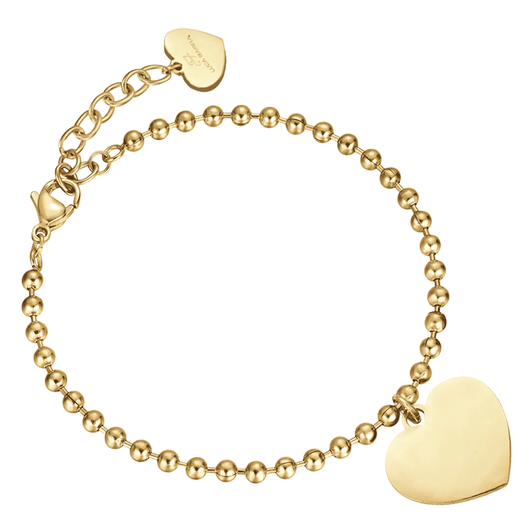 WOMEN S PERSONALIZED GOLD STEEL HEART SHOT LINK BRACELET