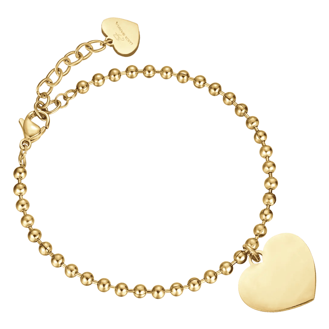 PERSONALIZED WOMEN'S BRACELET IN GOLDEN STEEL WITH PALLETED KNITTED HEART Luca Barra