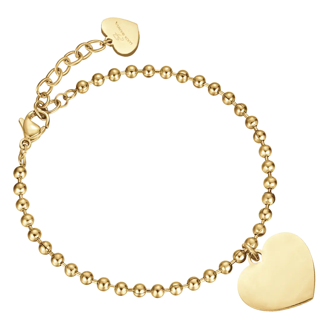 PERSONALIZED WOMEN'S BRACELET IN GOLDEN STEEL WITH PALLETED KNITTED HEART Luca Barra