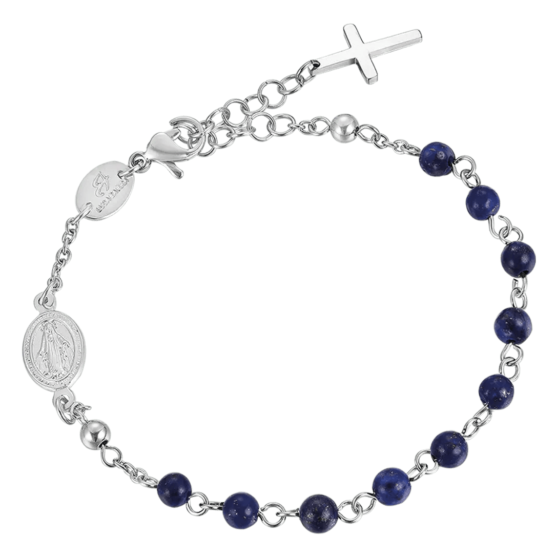 MEN'S ROSARY BRACELET IN STEEL WITH LAPIS STONES Luca Barra