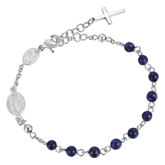 MEN'S ROSARY BRACELET IN STEEL WITH LAPIS STONES Luca Barra