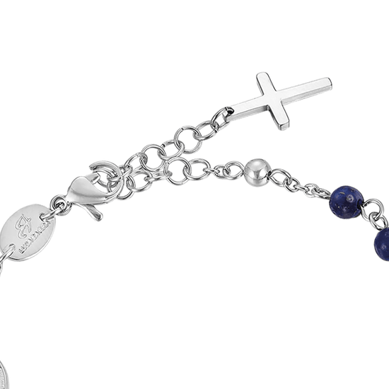 MEN S ROSARY BRACELET IN STEEL WITH LAPIS STONES Luca Barra