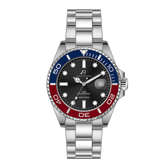 MEN'S WATCH WITH BLUE AND RED ICE STEEL CASE Luca Barra