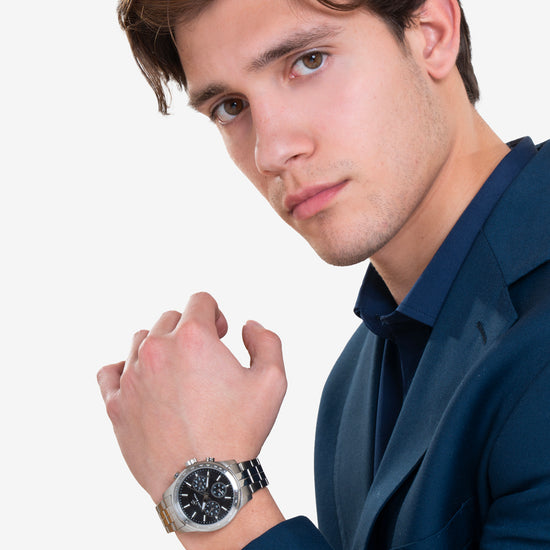 Upload image to Gallery MEN'S WATCH IN STEEL WITH BLACK DIAL AND SILVER CAGE
