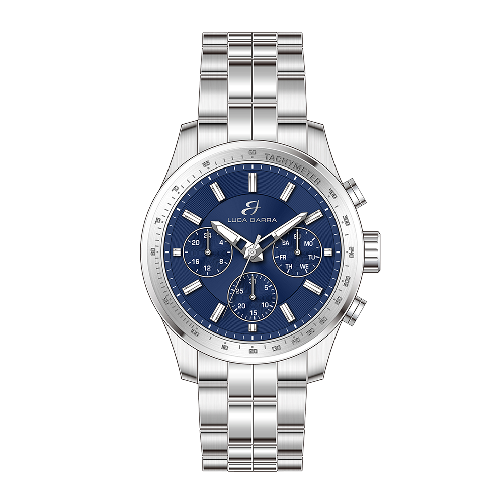 MEN'S WATCH IN STEEL WITH BLUE DIAL AND SILVER IRON Luca Barra