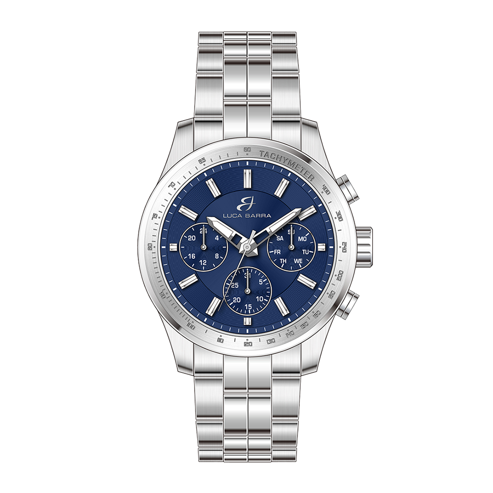 STEEL MEN'S WATCH WITH BLUE DIAL AND SILVER BEZEL