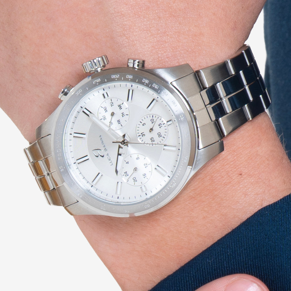 MEN'S STEEL WATCH WITH SILVER DIAL AND SILVER BEZEL