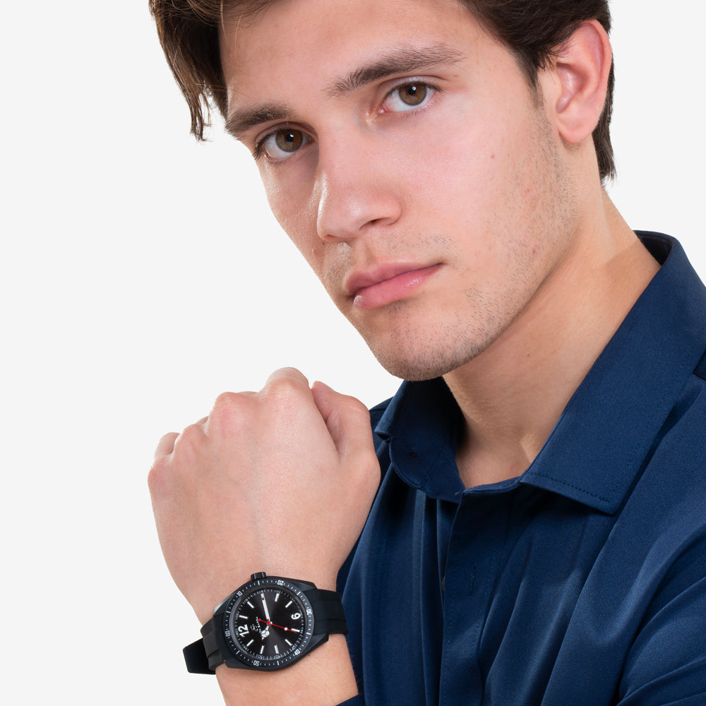 BLACK SILICONE MEN'S WATCH