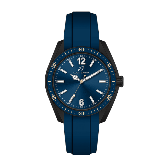 BLUE SILICONE MEN'S WATCH