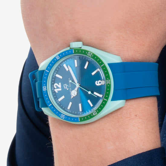 BLUE AND GREEN SILICONE MEN'S WATCH