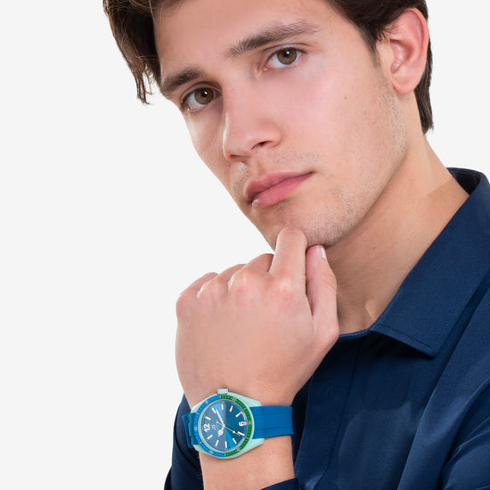 BLUE AND GREEN SILICONE MEN'S WATCH