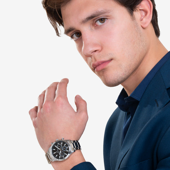 BLACK DIAL STEEL MEN'S WATCH