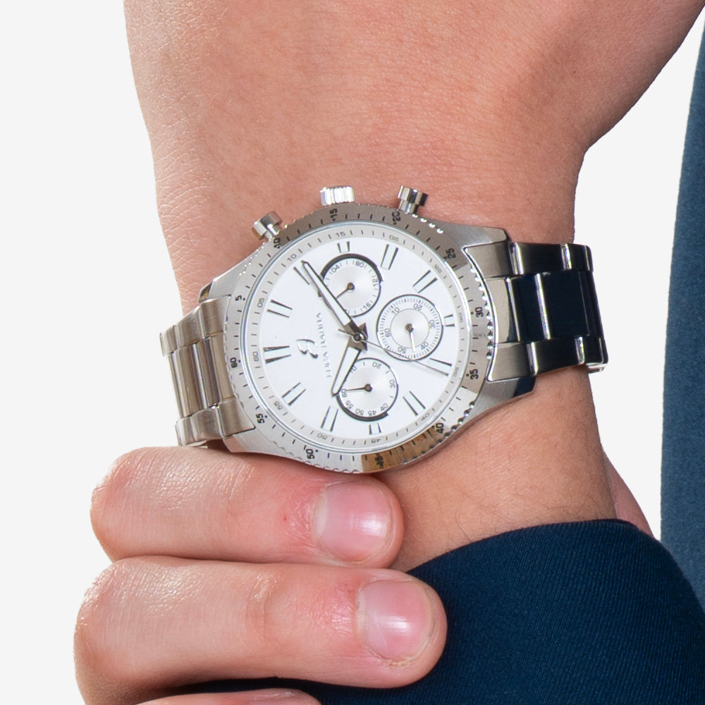 WHITE DIAL STEEL MEN'S WATCH