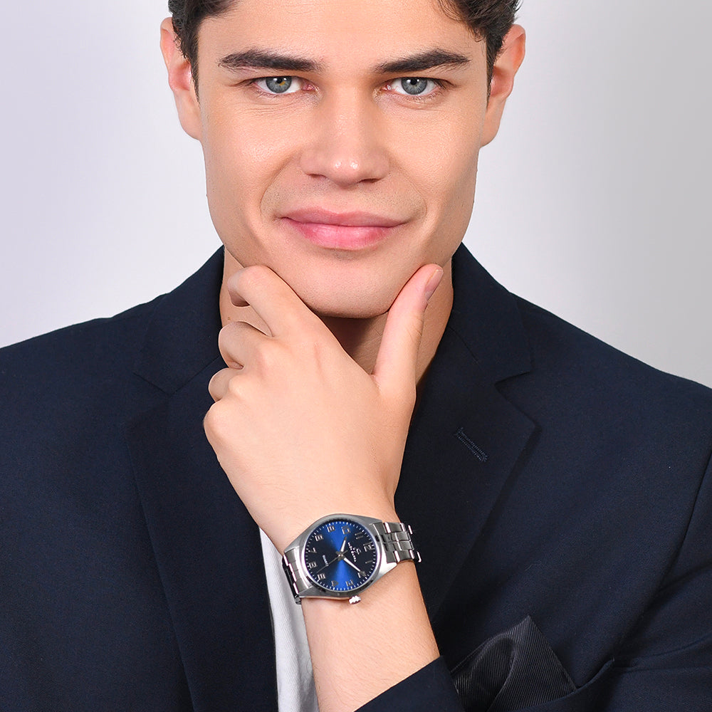 BLUE DIAL STEEL MEN'S WATCH