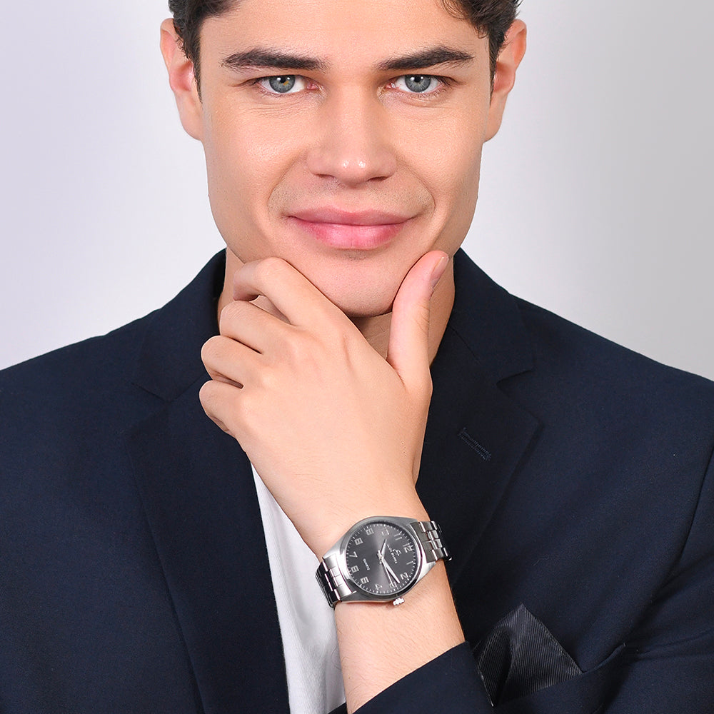 BLACK DIAL STEEL MEN'S WATCH