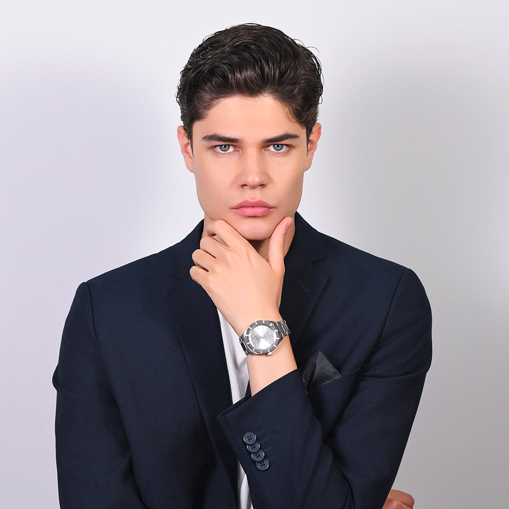 WHITE DIAL STEEL MEN'S WATCH