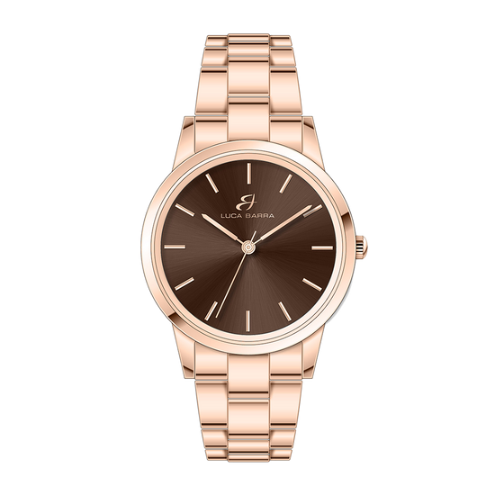 IP ROSE STEEL WATCH WITH BROWN DIAL, IP ROSE BRACELET Luca Barra