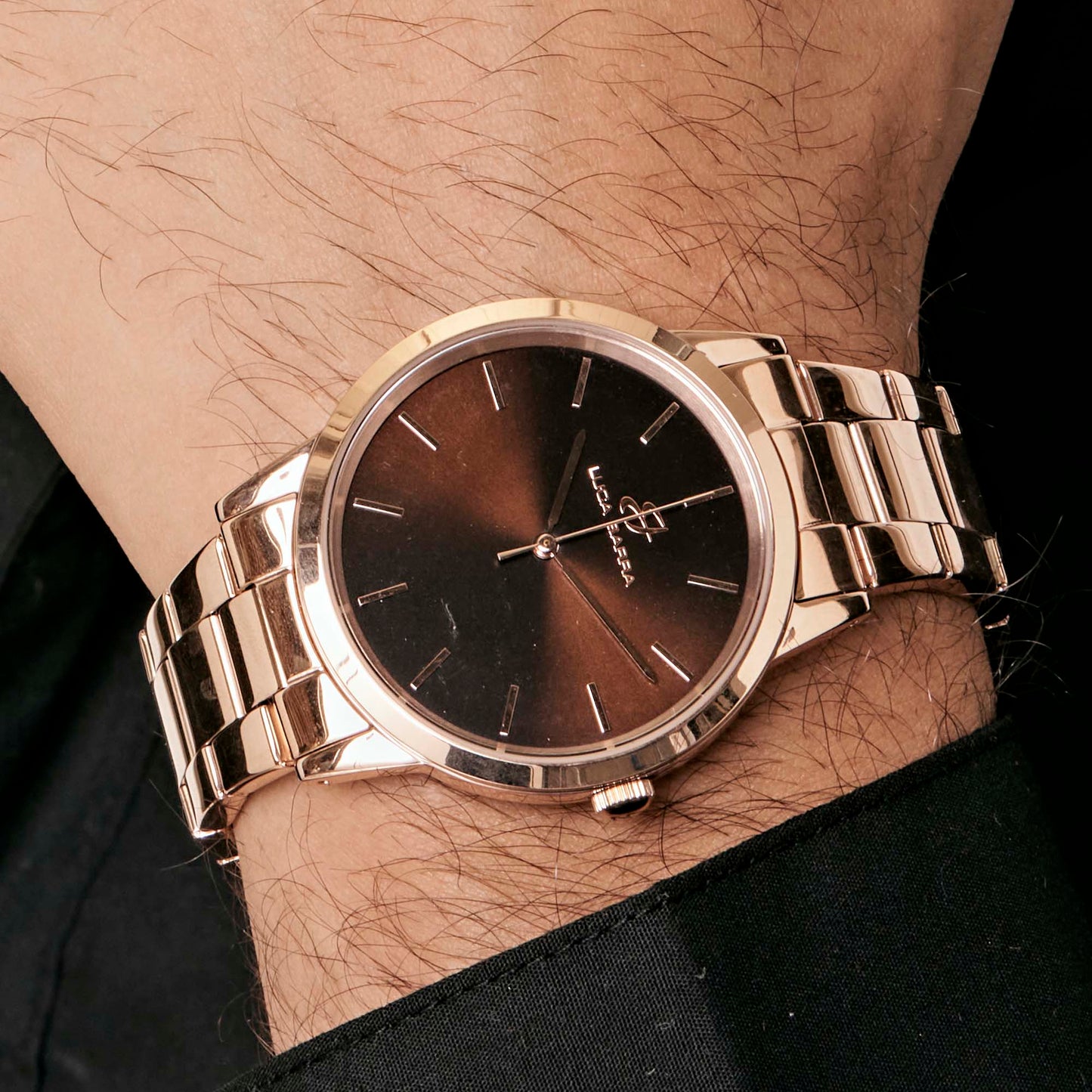 IP ROSE STEEL WATCH WITH BROWN DIAL, IP ROSE BRACELET Luca Barra