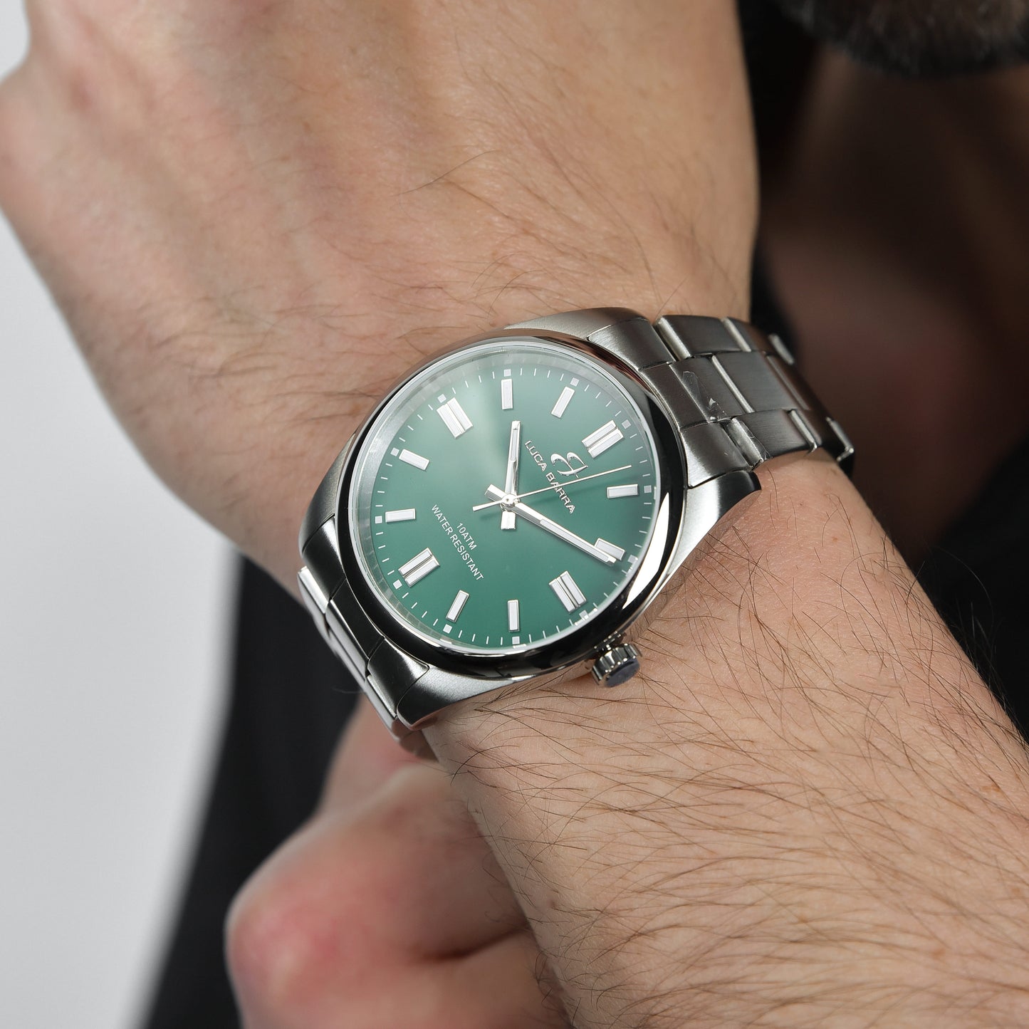 STEEL CLOCK WITH GREEN DIAL Luca Barra