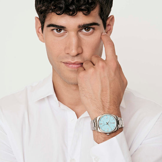 STEEL WATCH WITH BLUE DIAL