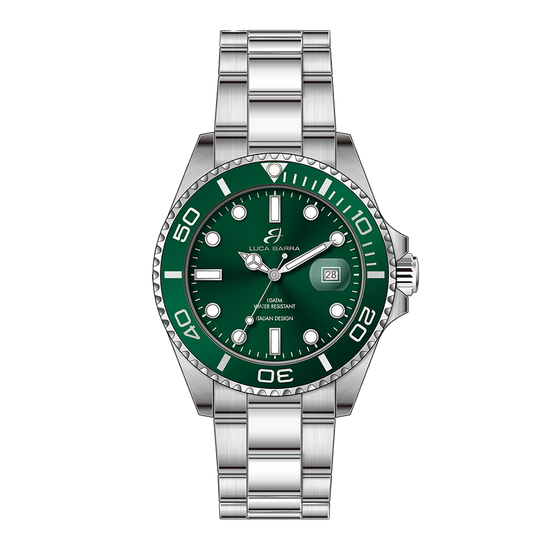 WATCH WITH STEEL CASE GREEN ICE GLASS QUADRANT Luca Barra