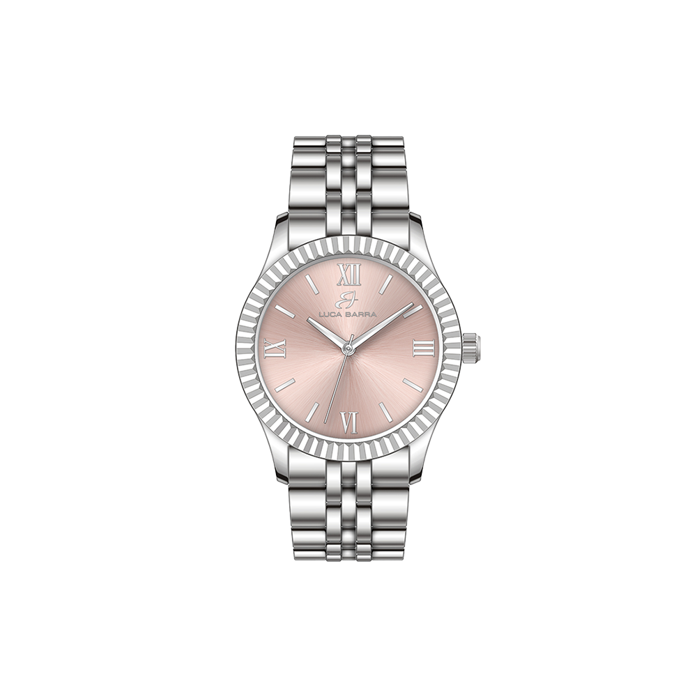 OROLOGIO DONNA CON CASSA IN ACCIAIO QUADRANTE ROSA Argento
