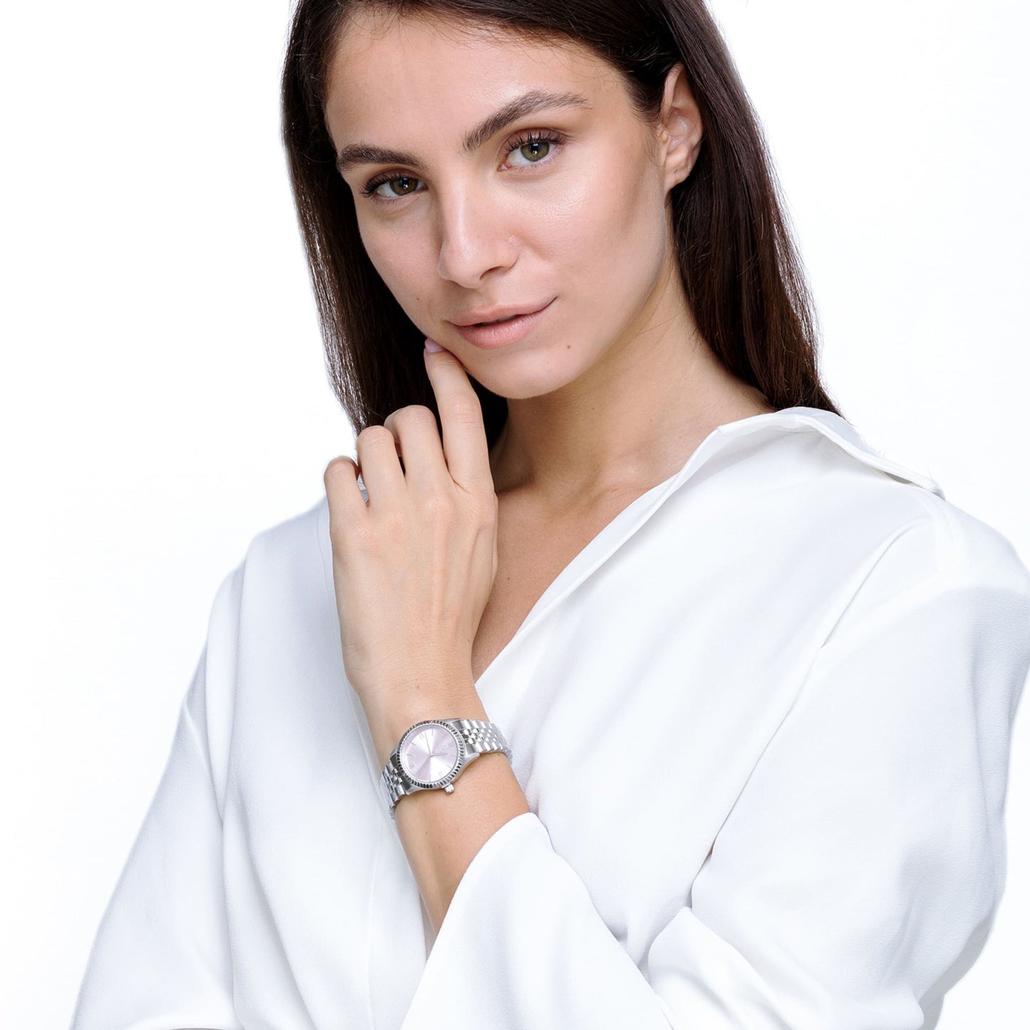 WOMEN'S WATCH WITH STEEL CASE PINK DIAL
