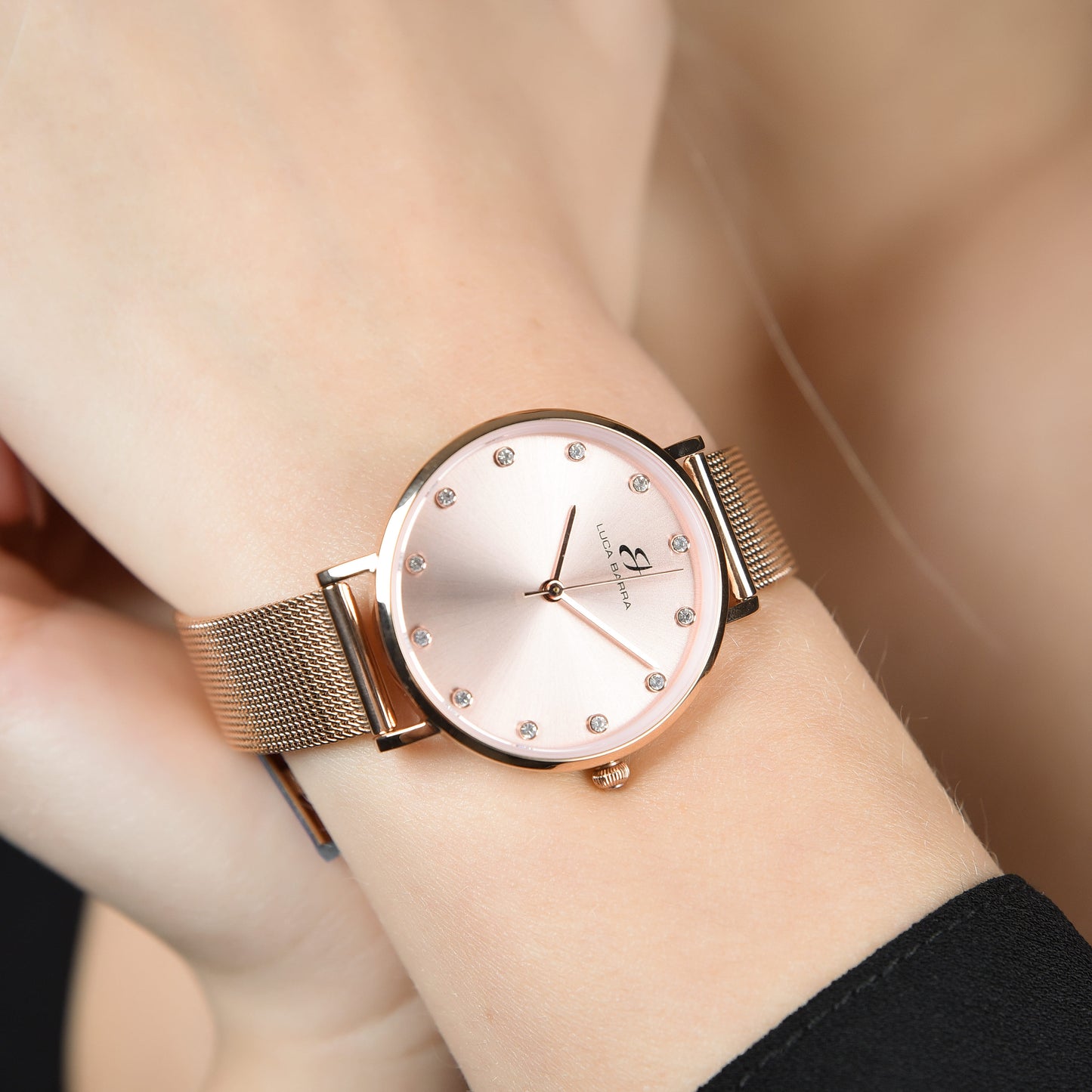 WOMEN'S PINK STEEL WATCH WITH PINK STEEL CASE