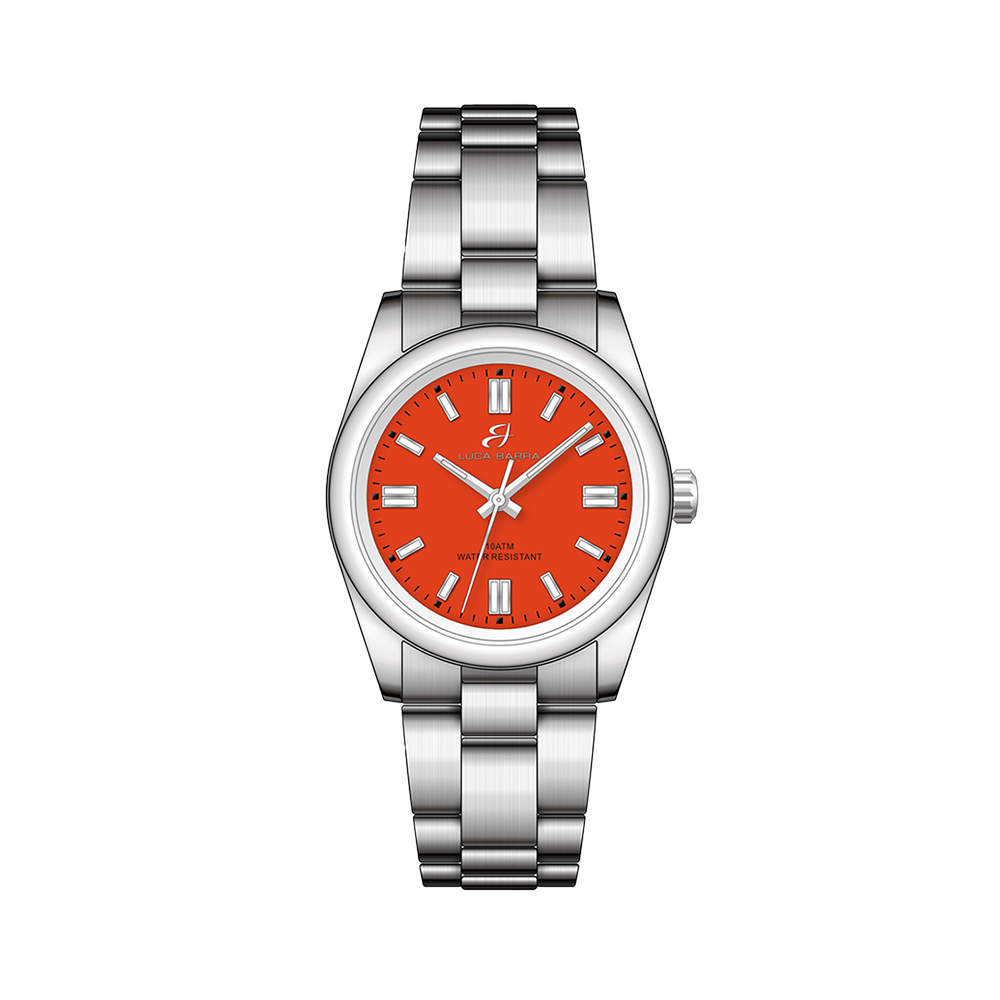 STEEL WOMEN'S WATCH WITH ORANGE DIAL