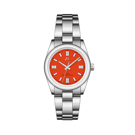 STEEL WOMEN'S WATCH WITH ORANGE DIAL
