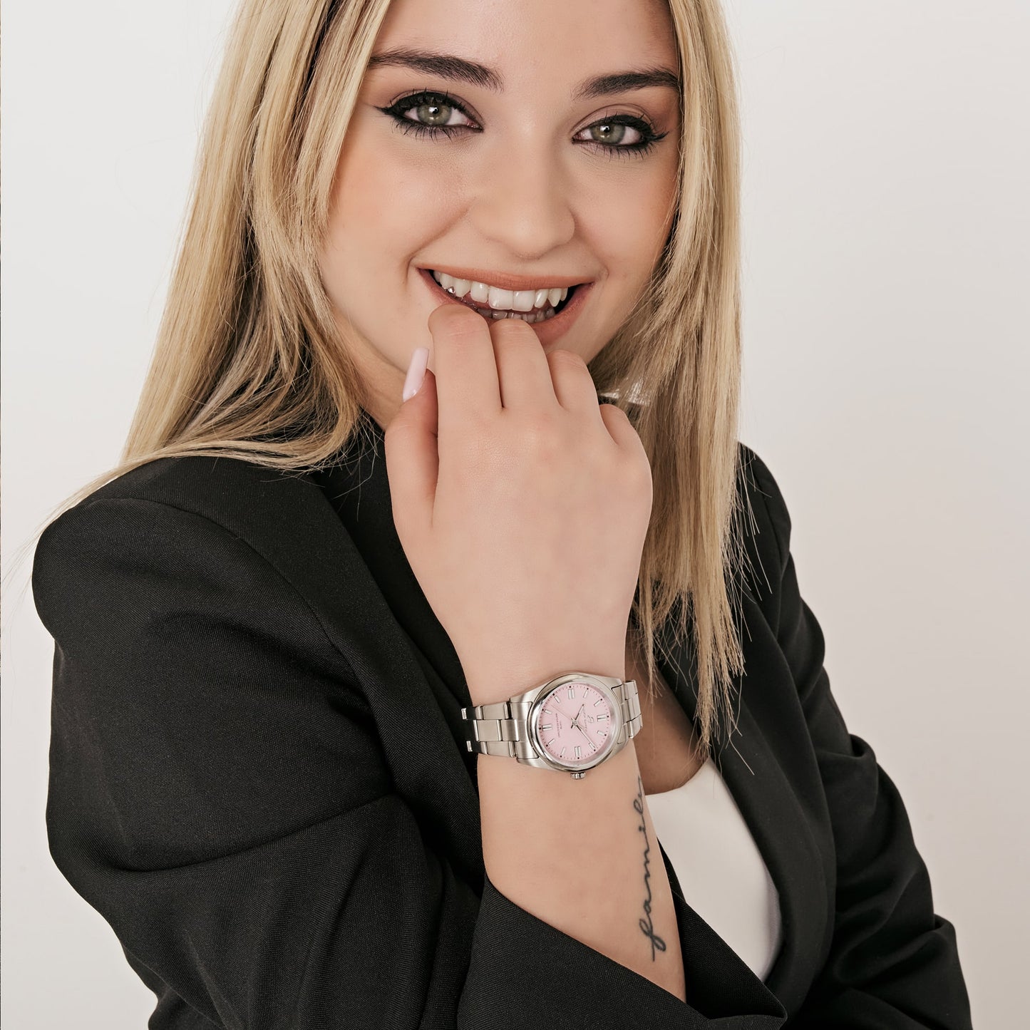 WOMEN'S STEEL WATCH WITH PINK DIAL