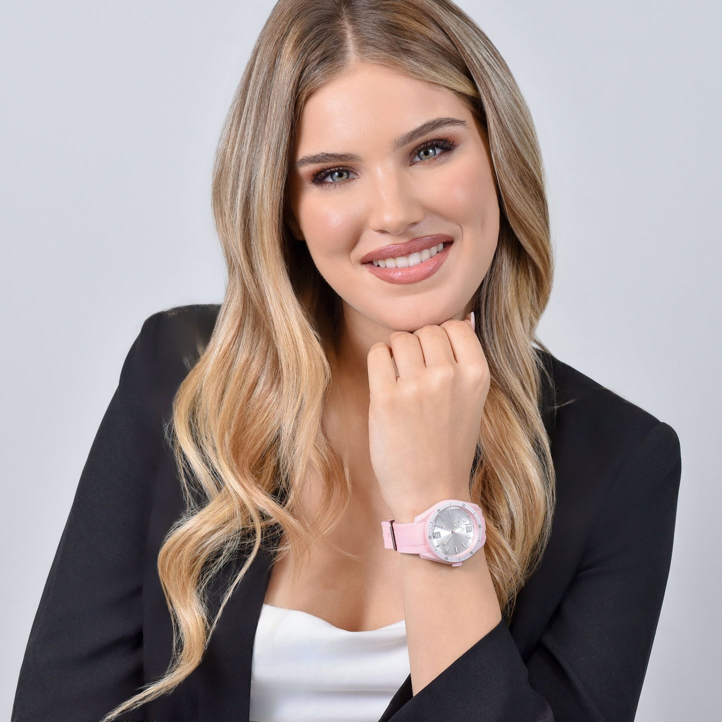 PINK AND WHITE SILICONE WOMEN'S WATCH