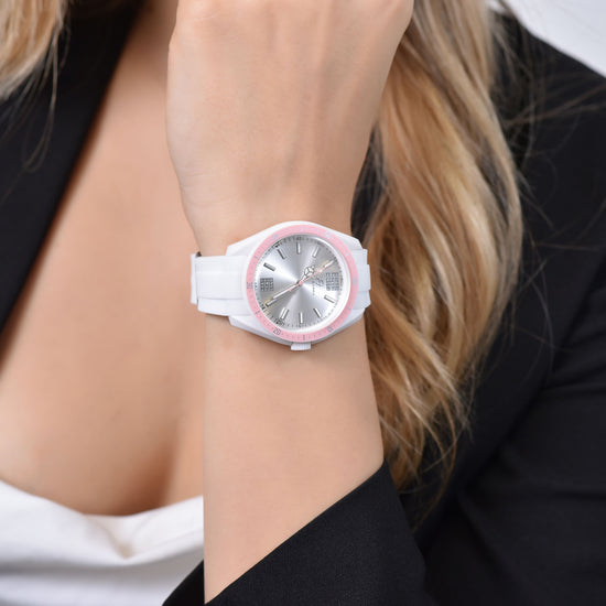 OROLOGIO DONNA IN SILICONE BIANCO E ROSA Luca Barra