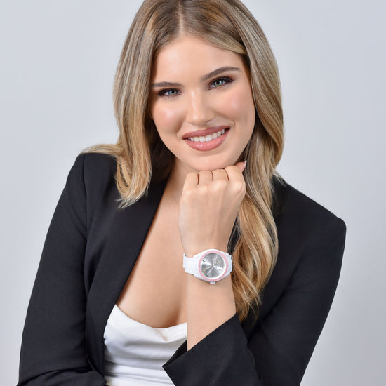 PINK AND WHITE SILICONE WOMEN'S WATCH