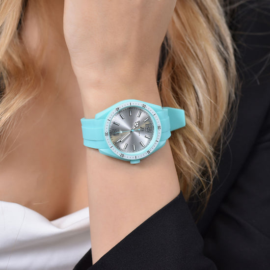 OROLOGIO DONNA IN SILICONE ACQUAMARINA E BIANCO Luca Barra