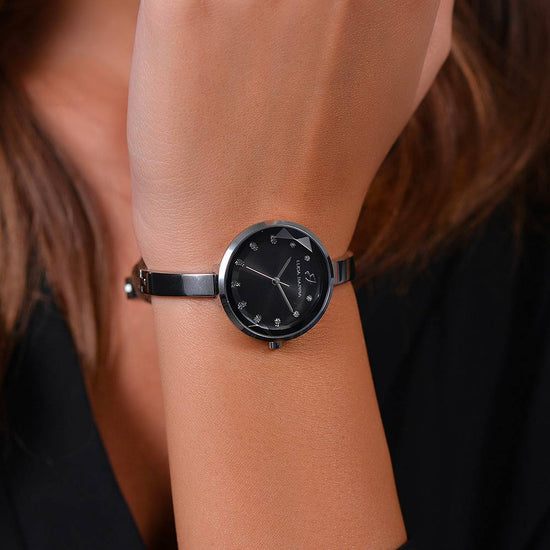 BLACK DIAL STEEL LADIES WATCH