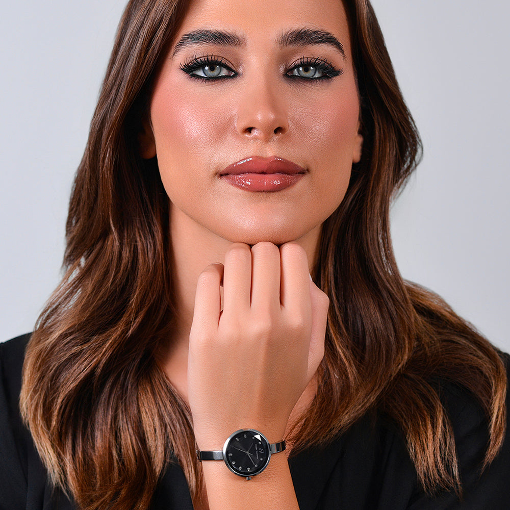 BLACK DIAL STEEL LADIES WATCH