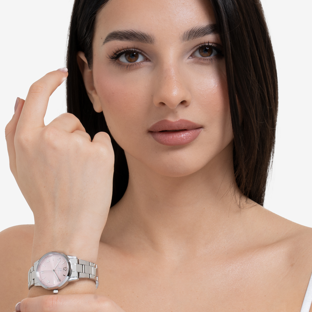 WOMEN'S STEEL WATCH WITH PINK DIAL