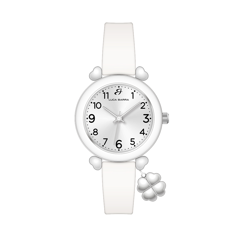OROLOGIO DONNA BIANCO CON CHARM QUADRIFOGLIO