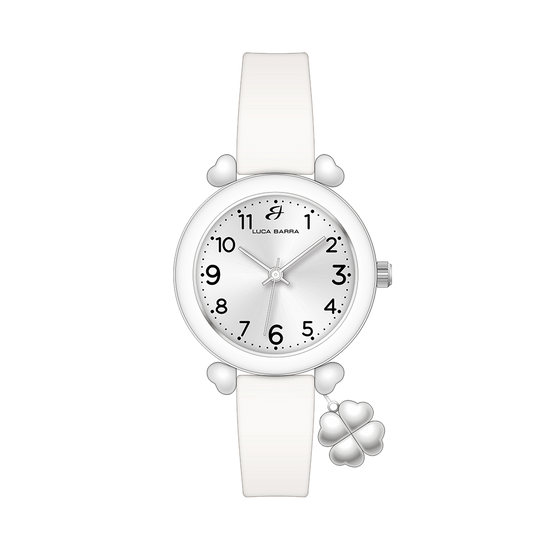 OROLOGIO DONNA BIANCO CON CHARM QUADRIFOGLIO