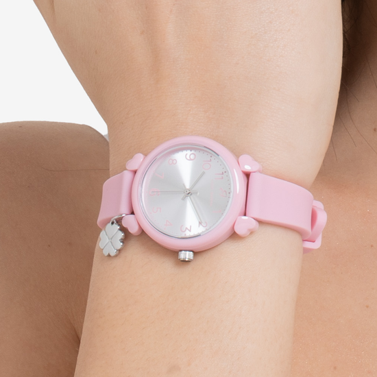 OROLOGIO DONNA ROSA CON CHARM QUADRIFOGLIO