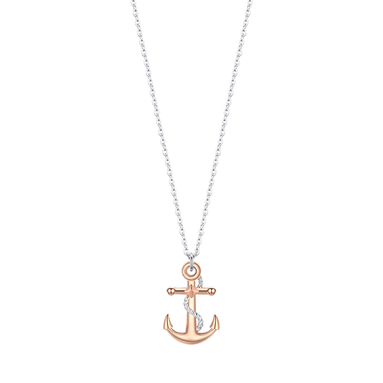 STEEL MEN'S NECKLACE WITH IP ROSE ANCHOR AND SILVER ELEMENTS