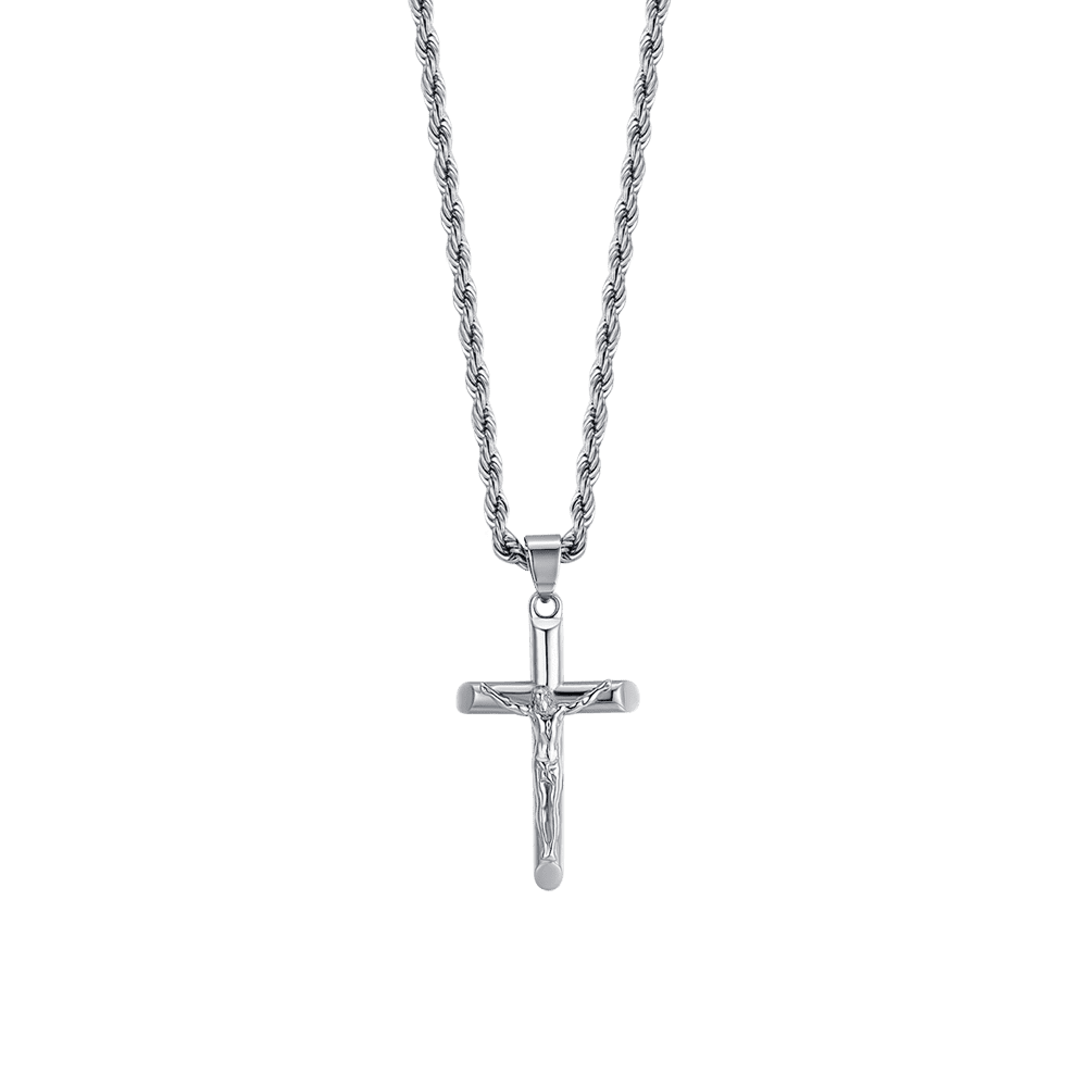 MAN'S STEEL NECKLACE WITH CROCIFIX Luca Barra